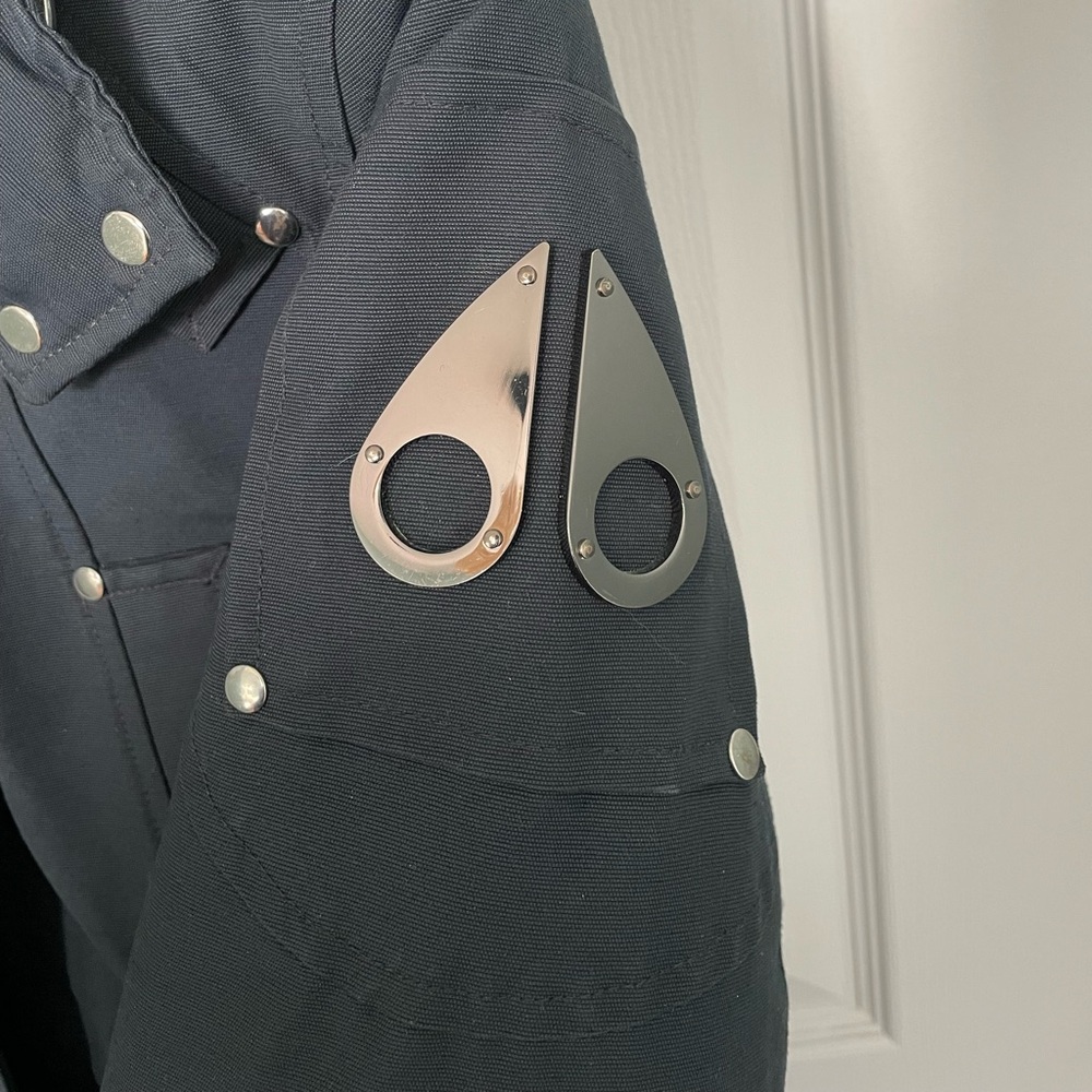 Women’s Moose Knuckle Down Parka Jacket Size Small Navy - Picture 4 of 15